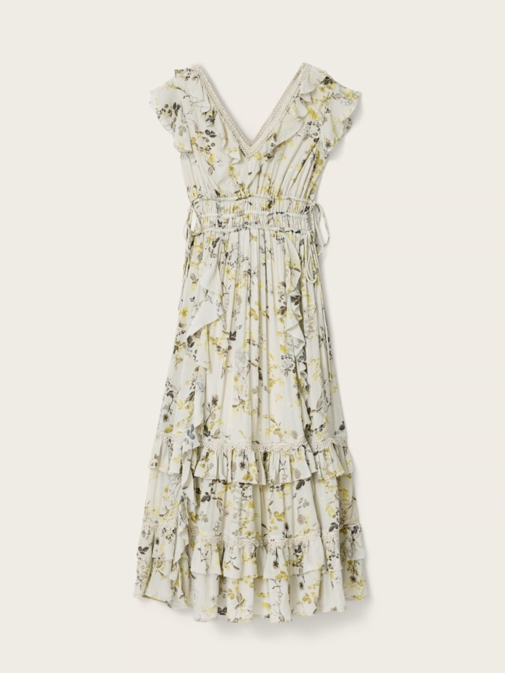 All Saints Canto Floral Ruffled Maxi Dress